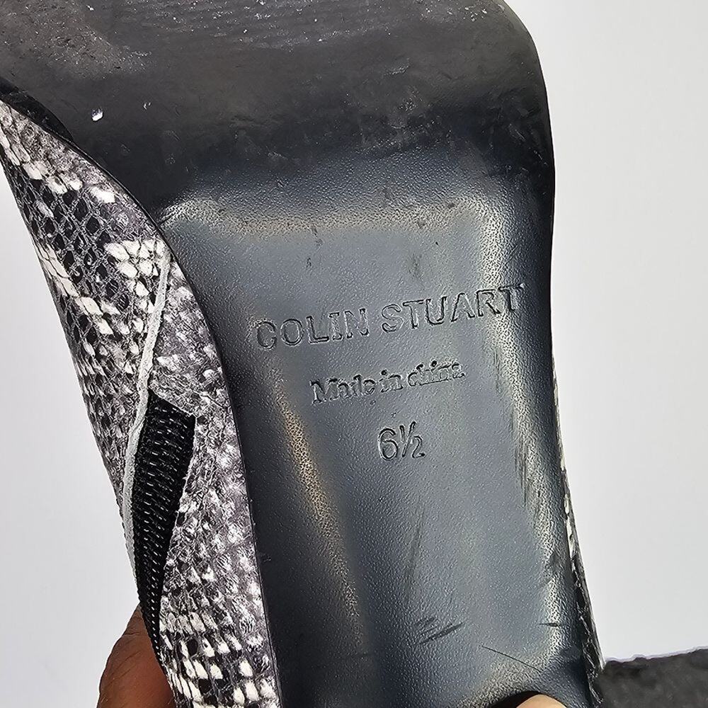 Pre-Loved Colin Stuart Python Print Leather Pointed-Toe Booties - Picture 4 of 10